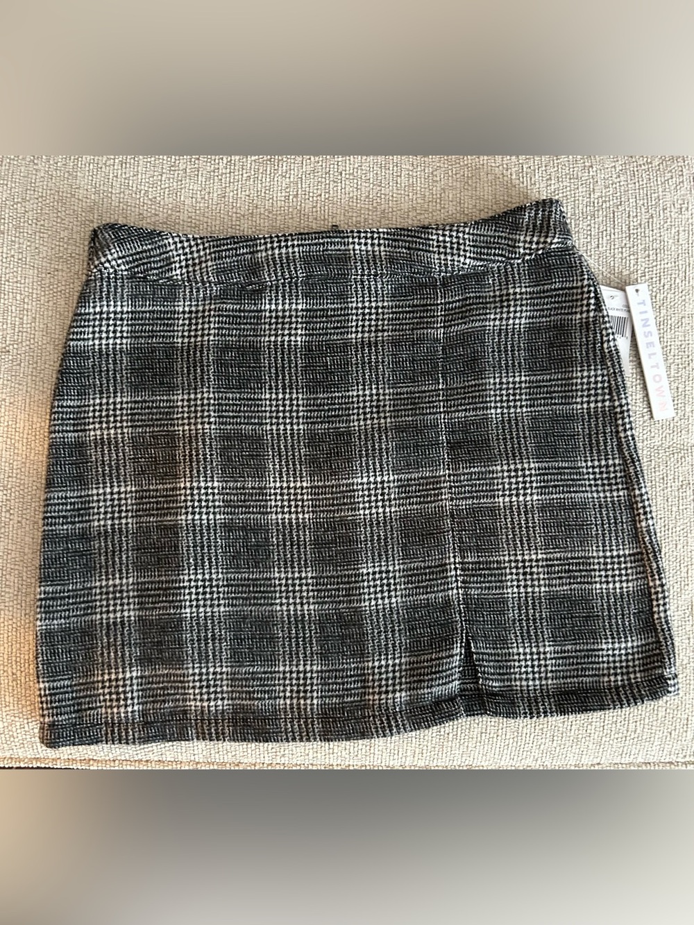Tinseltown Black and White Plaid Mini Skirt